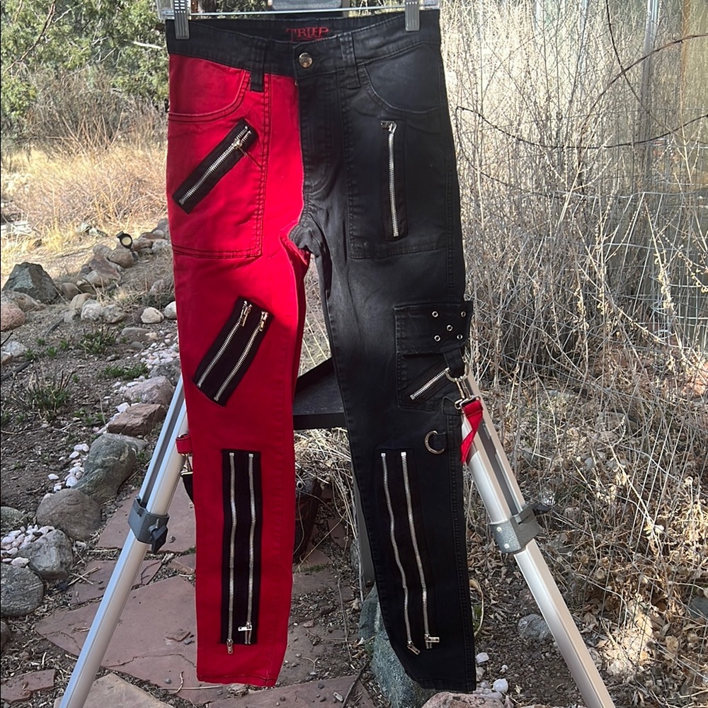 Tripp NYC Red and Black Zippered Pants